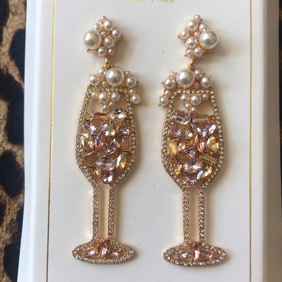 Brand Christian Siriano Champagne Glass Dangling Earrings - Picture 2 of 7